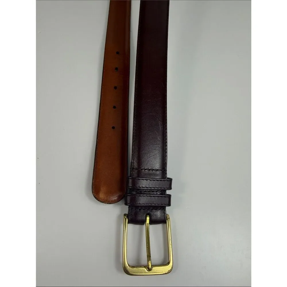 Coach Brown Leather Belt Brass Buckle Classic Size L Costa Rica Made Vintage